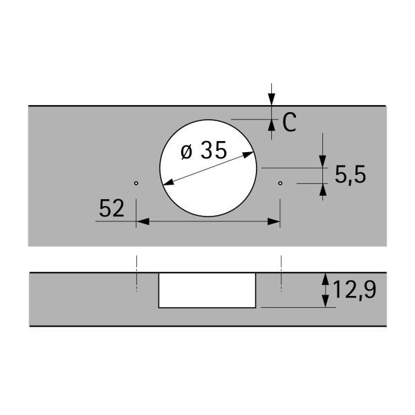 Sensys Crna 95° Ravna za debljinu vrata do 32 mm